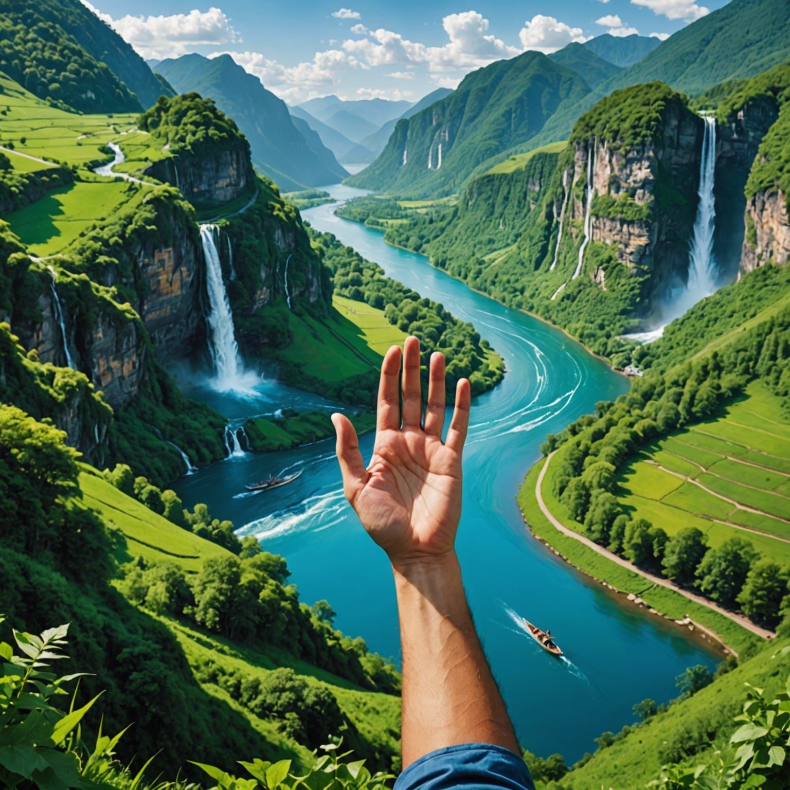 River Valley Hand: High Definition Photography Style