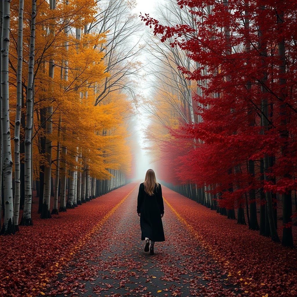 Autumnal Forest Path in Soft Light