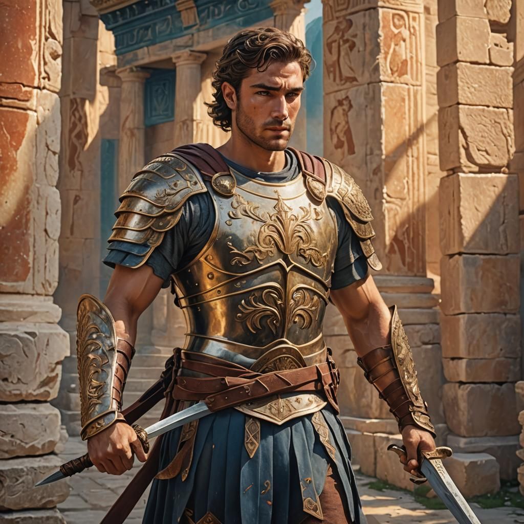 Handsome Greek Warrior in Ancient Troy