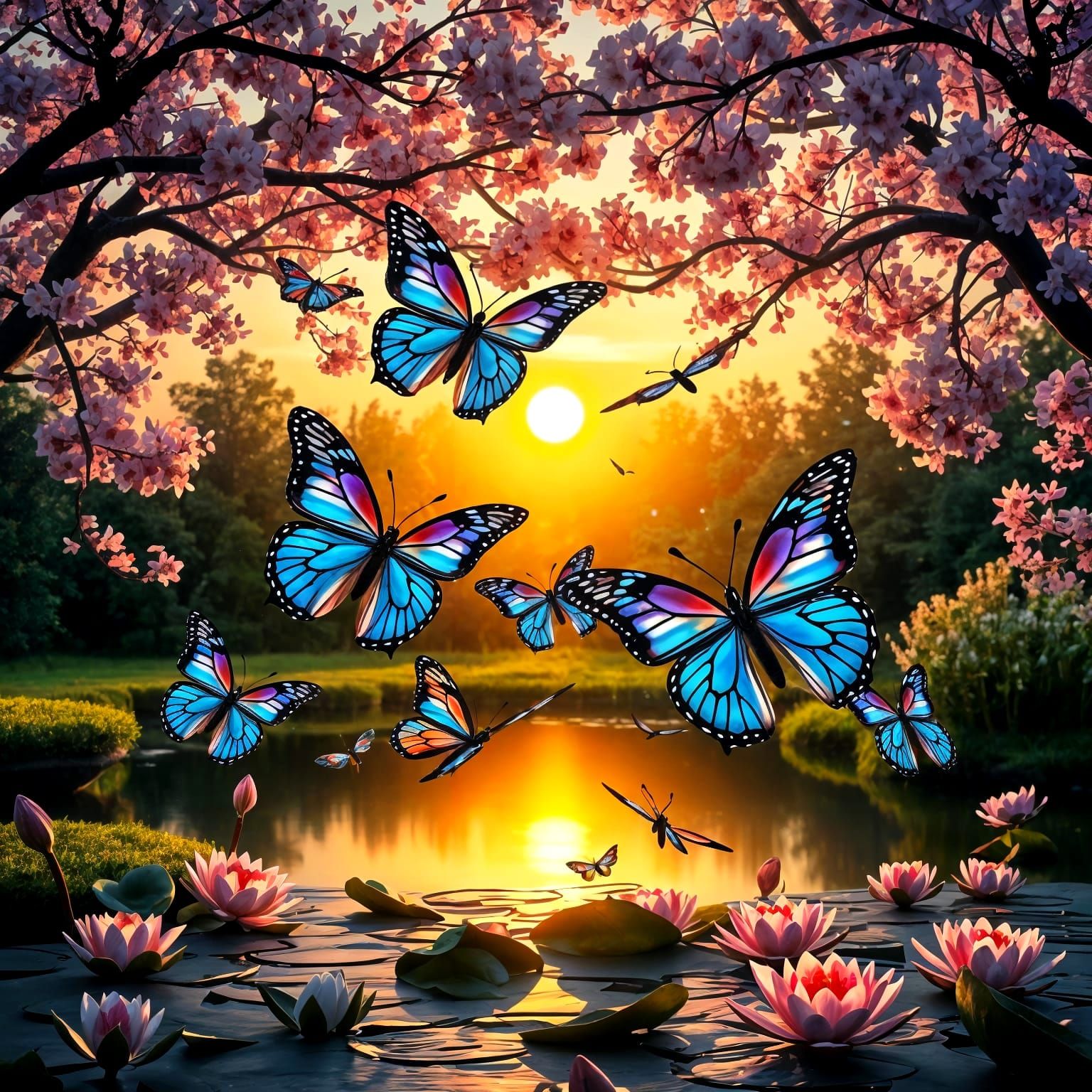 Whispers of Dusk in a Cherry Blossom Paradise