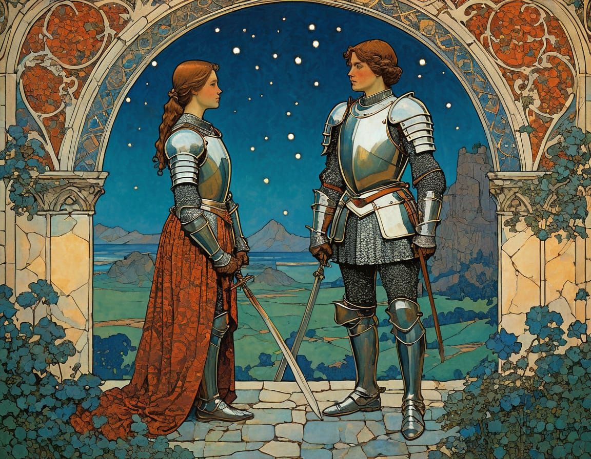 Knight in Armour, Shield, and Sword, Inspired by Master Arti...