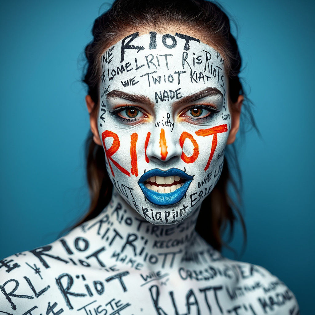 Fierce Portrait of a Riot Leader in Handwritten Text