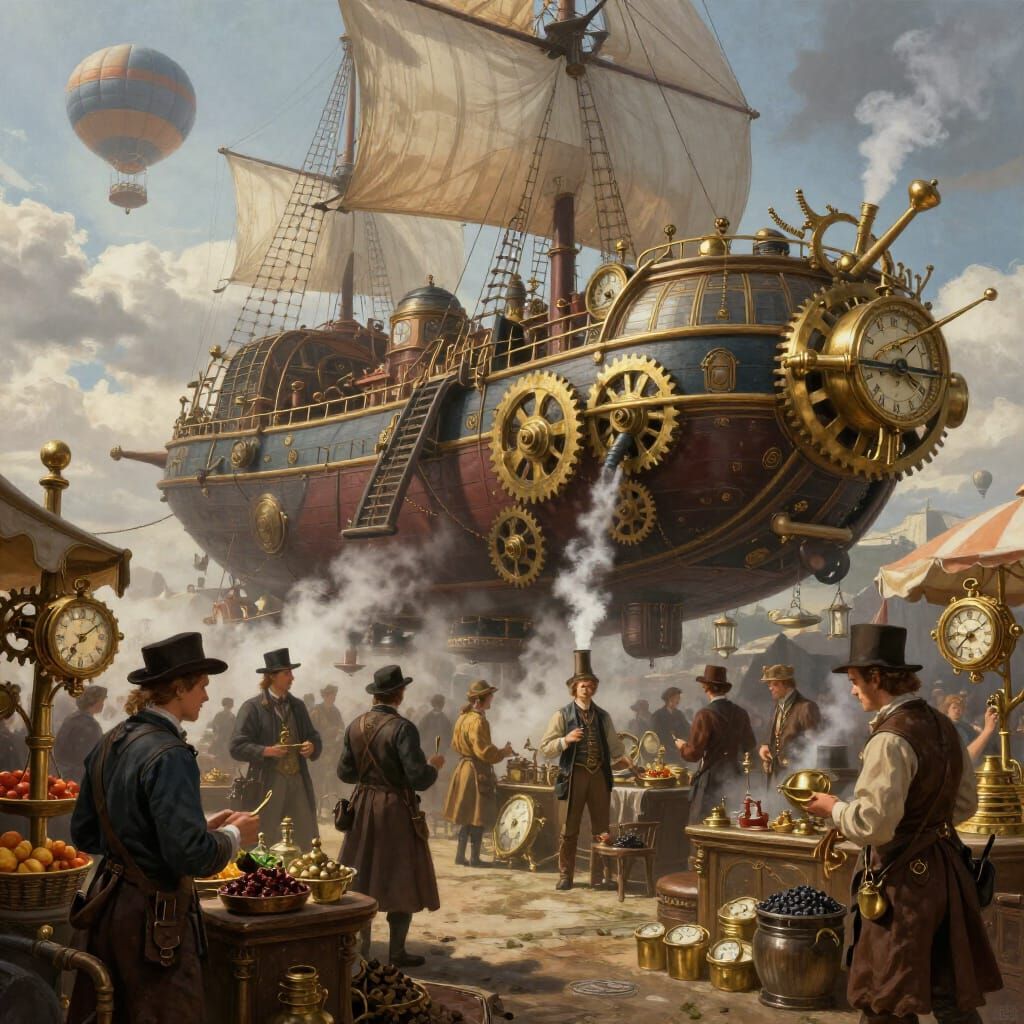 Steampunk Marketplace on Floating Airship