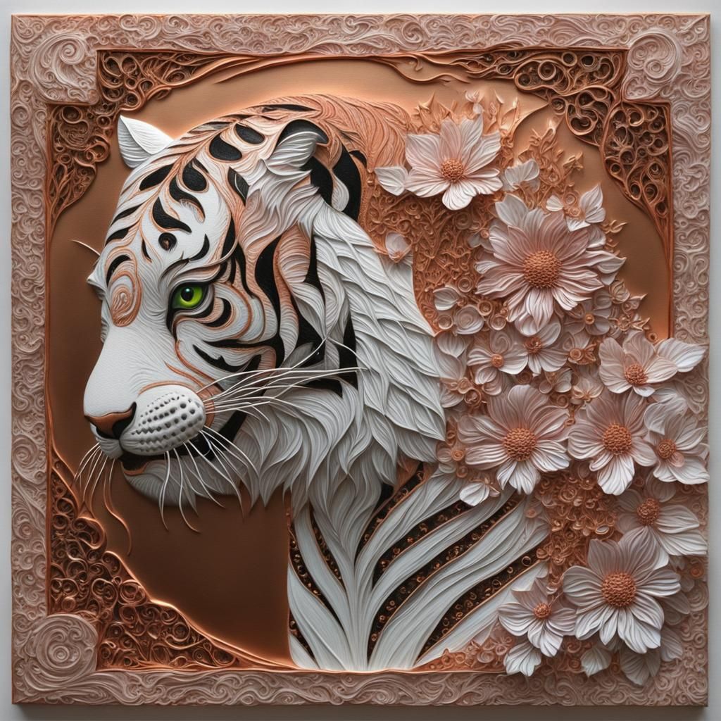 Embossed, wild tiger