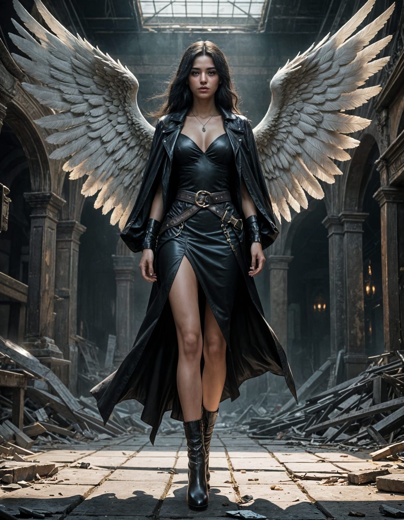 Fallen Angel Concept Art with Dynamic Background