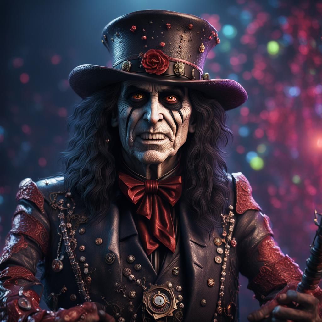 Alice Cooper Cyberprep Portrait in Gouache Style