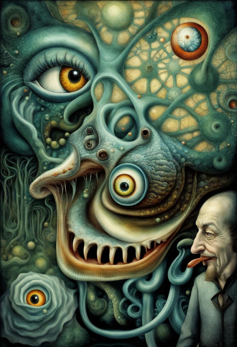 Surreal Eel Devours Couple in Digital Painting