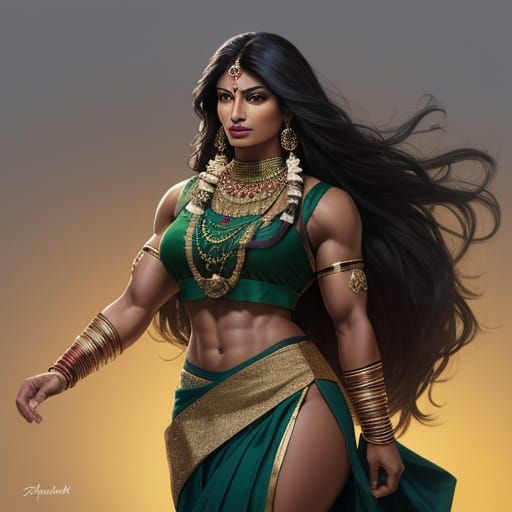 Striking Indian Woman with Muscular Build