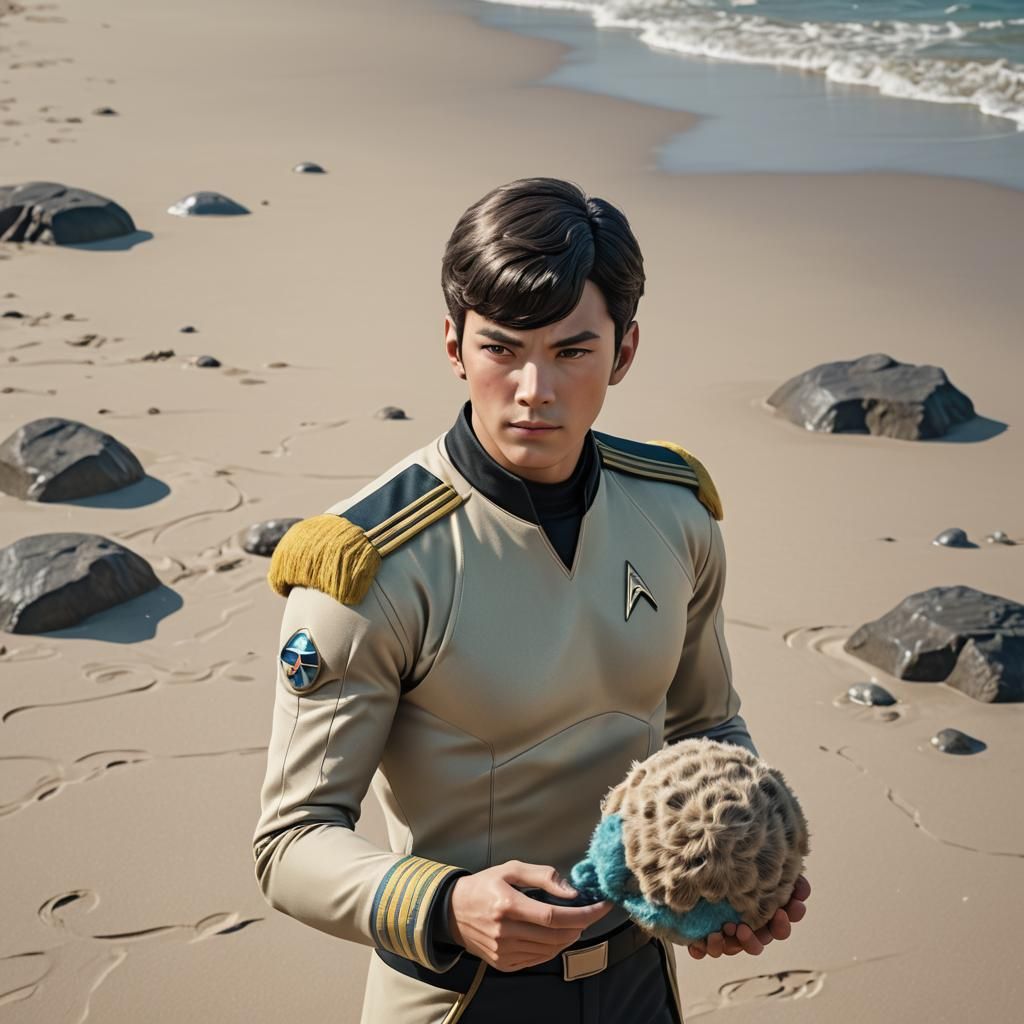 Anime Style Star Trek Captain with Tribble