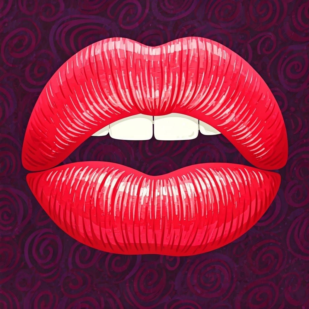 Vibrant Lips in Funky Fusion Art