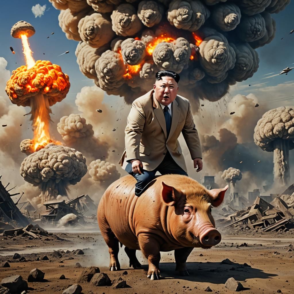 Kim Jong Un Rides Pig Away From Nuke
