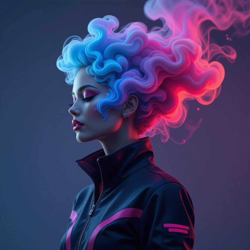 Abstract Smoke Silhouette in Futuristic Streetwear