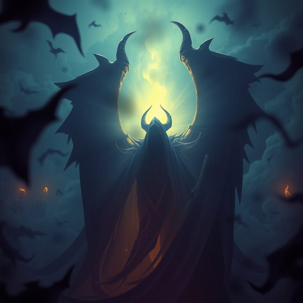 Dark Fantasy Warrior in Chaotic Night, Rutkowski & Mucha Sty...