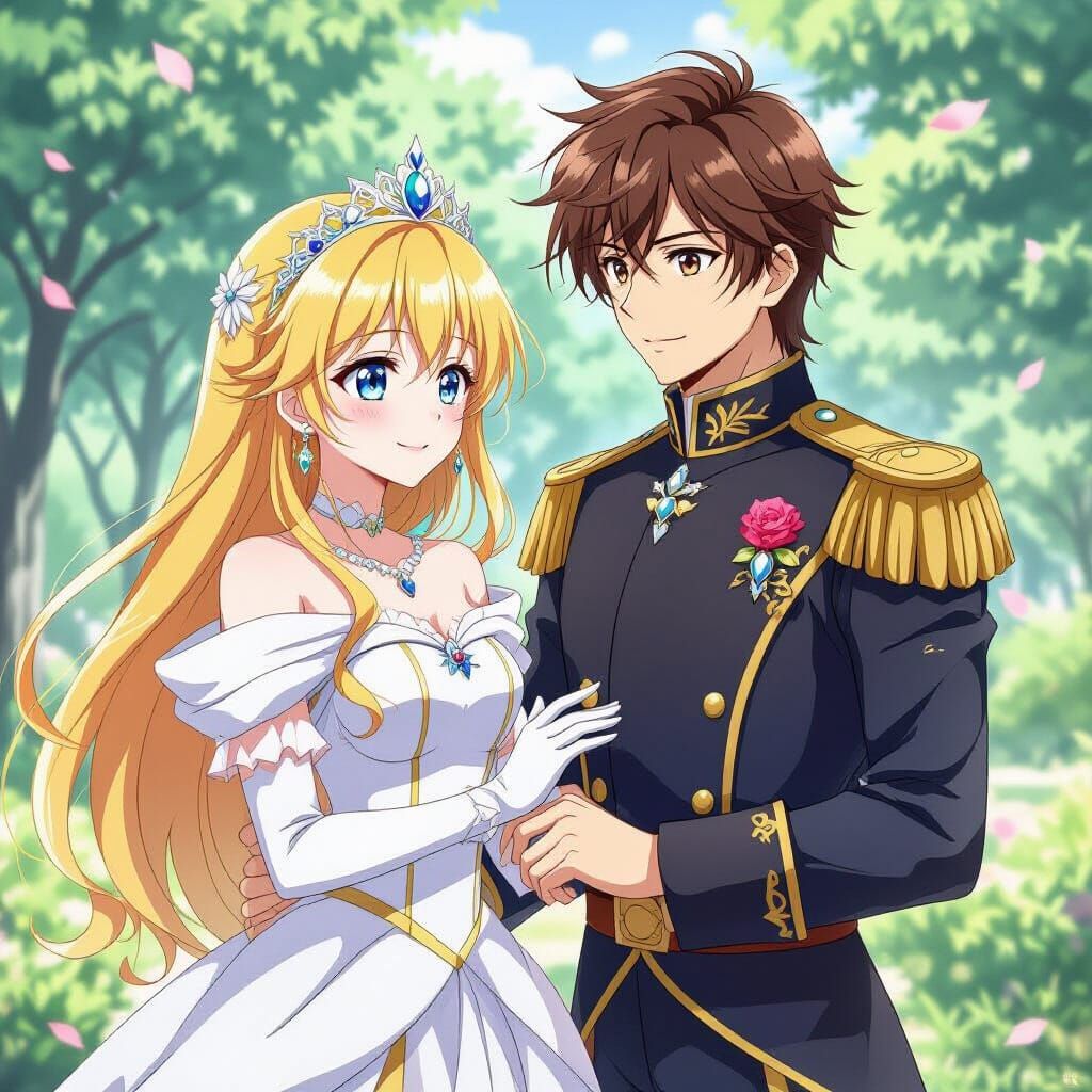 Anime Prince and Princess in Classic Style
