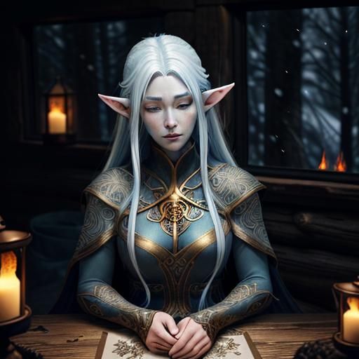 Omnipotent Blue-Skinned Goddess in Cosy Cabin