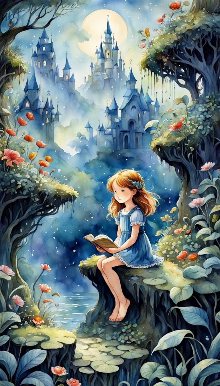 Ornate Watercolor Illustration for Children's Storybook