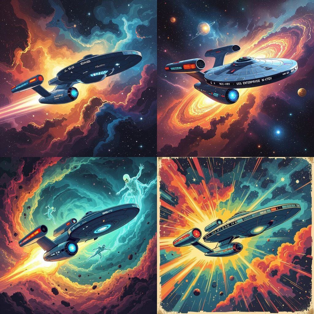 Star Trek Enterprise Q in Cosmic Underground Comix Style