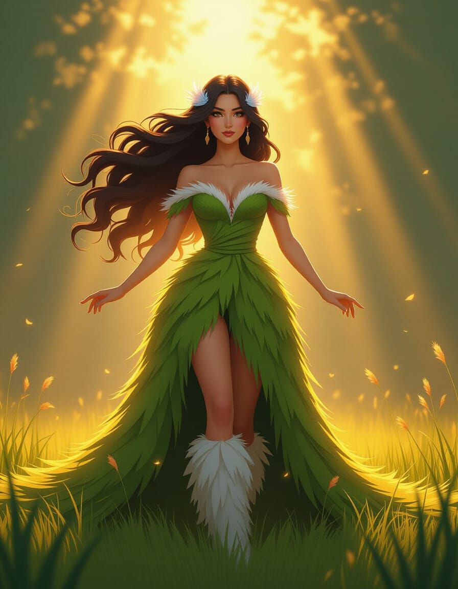 Whimsical Character Portrait with Feathers and Fur