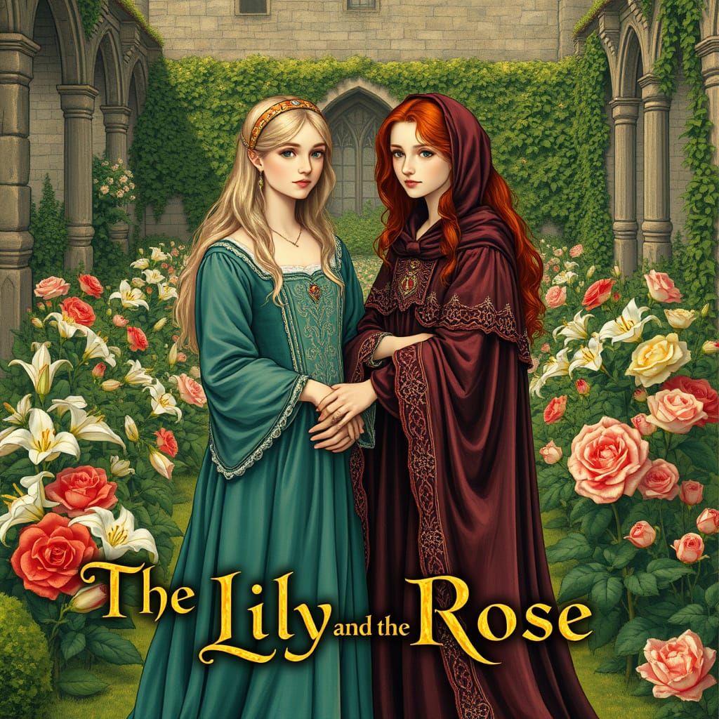 Medieval Sisters in Lush Garden
