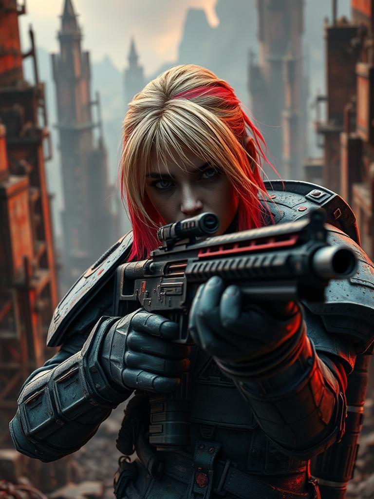 Battle-Hardened Space Marine in Decaying Metropolis