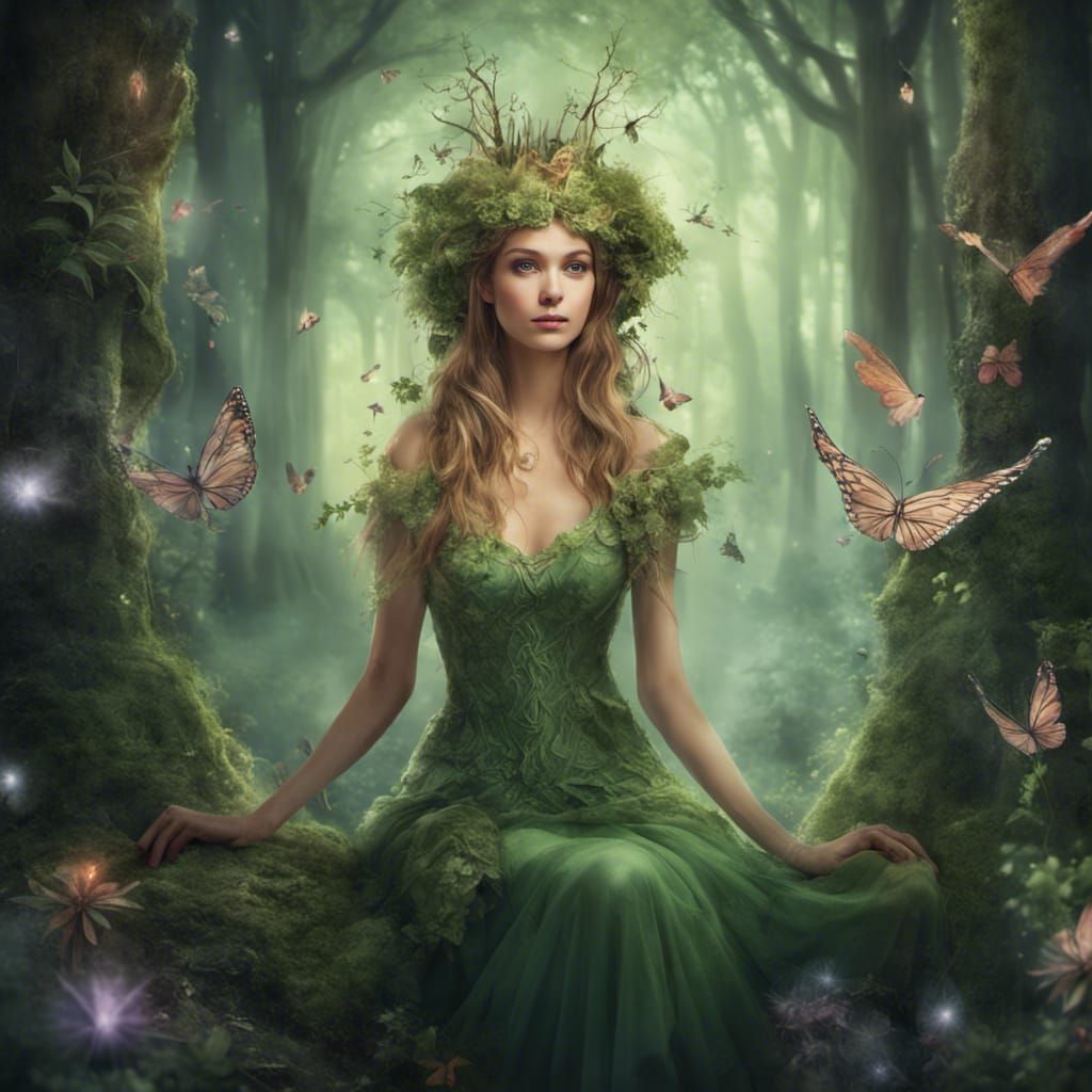 Enchanted Forest with Fairy Queen Illustration