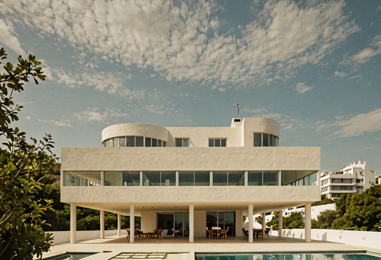 Le Corbusier's Savoye Villa in Mykonos, Greece, Captured in...