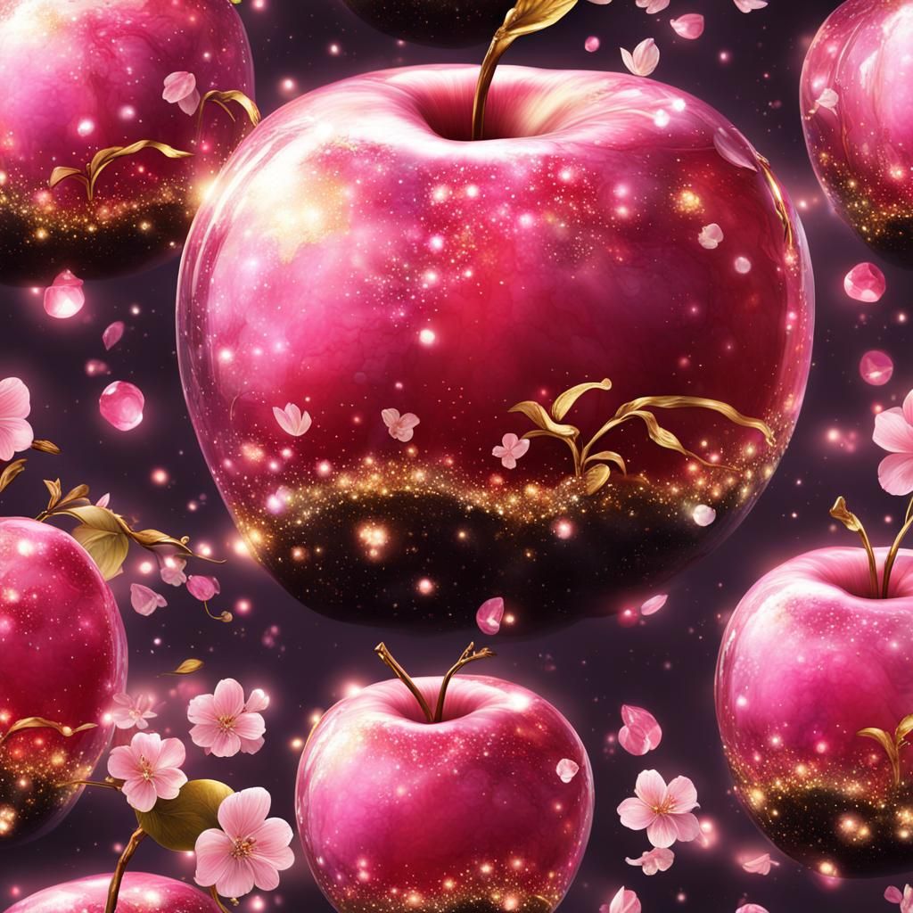 Pink Crystal Apple with Cherry Blossoms