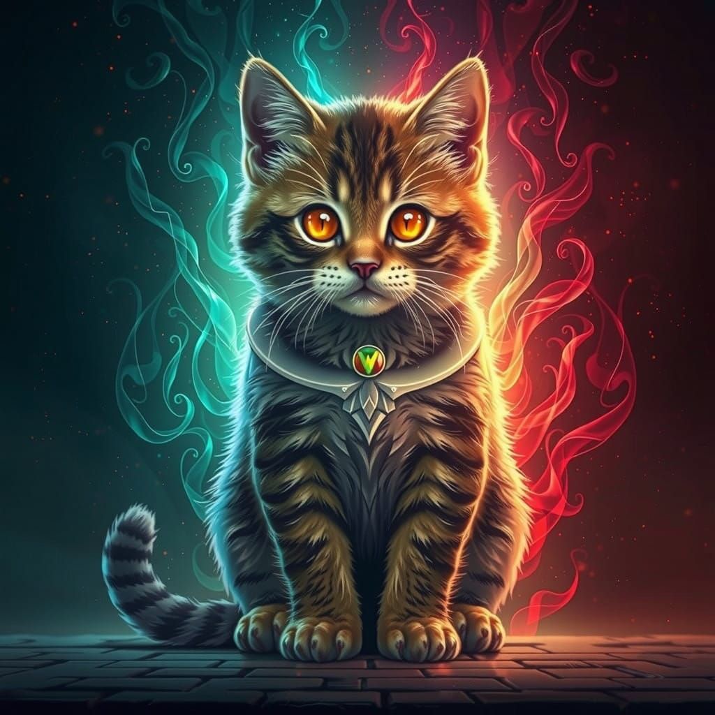 Ethereal Kitten Radiates Inner Beauty in Shimmering Smokesca...