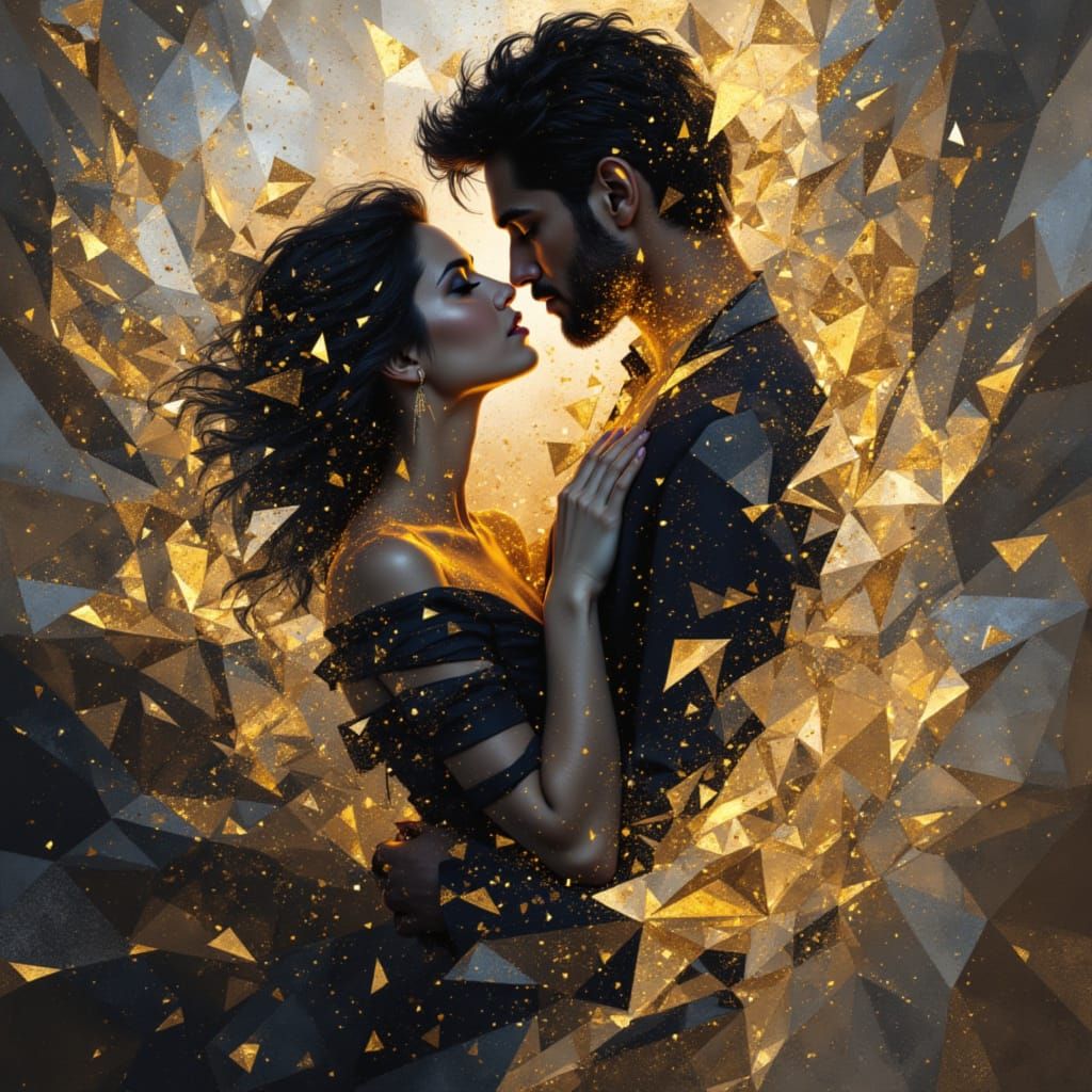 Abstract Black and Gold Shards with Orel Style