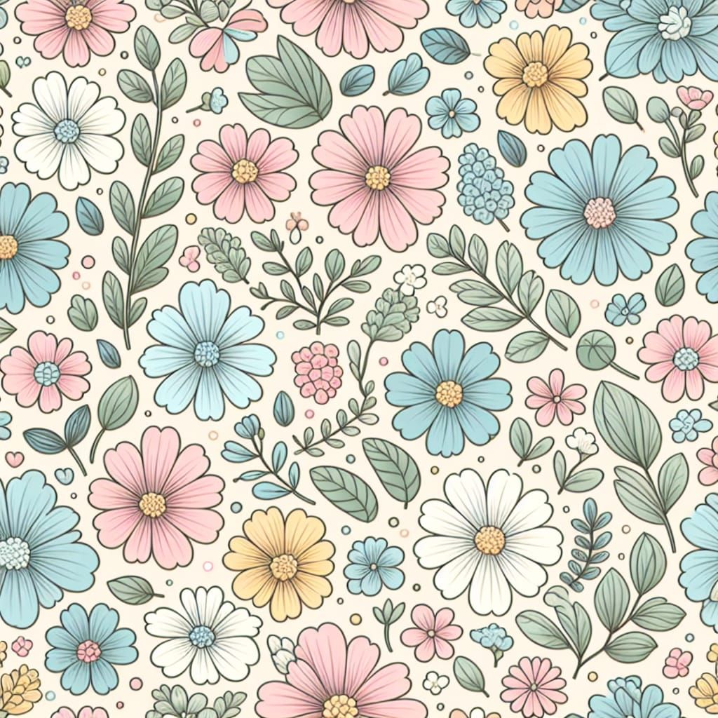 Seamless Intricate Floral Pattern in Pastel Colors