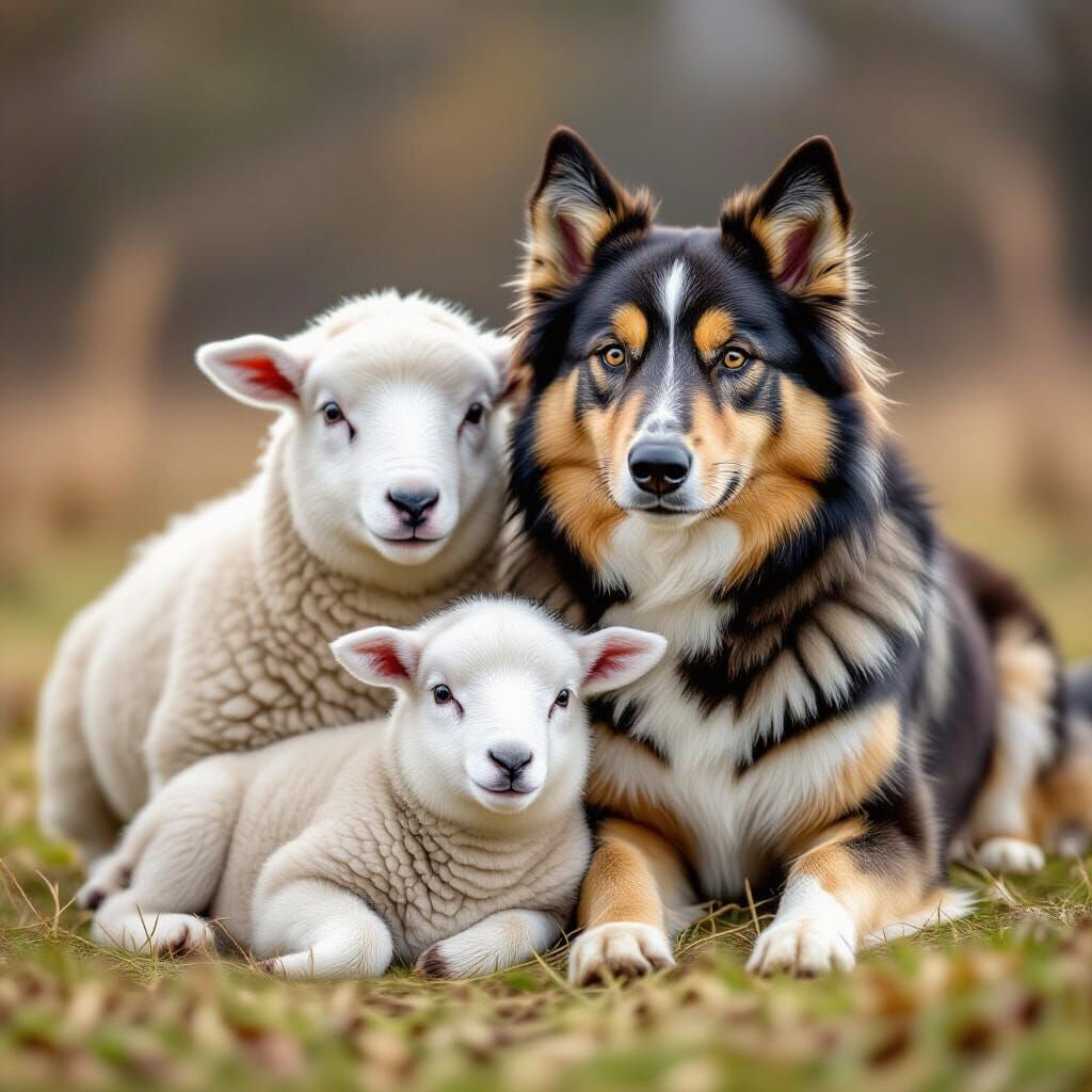 Sheep Takes Selfie With Wolf and Shepherd