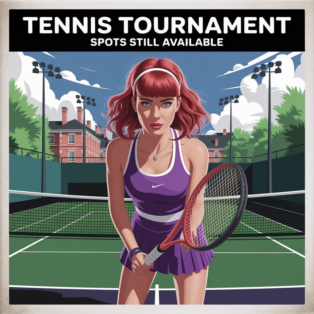 Tennis Tournament Poster with Woman Player