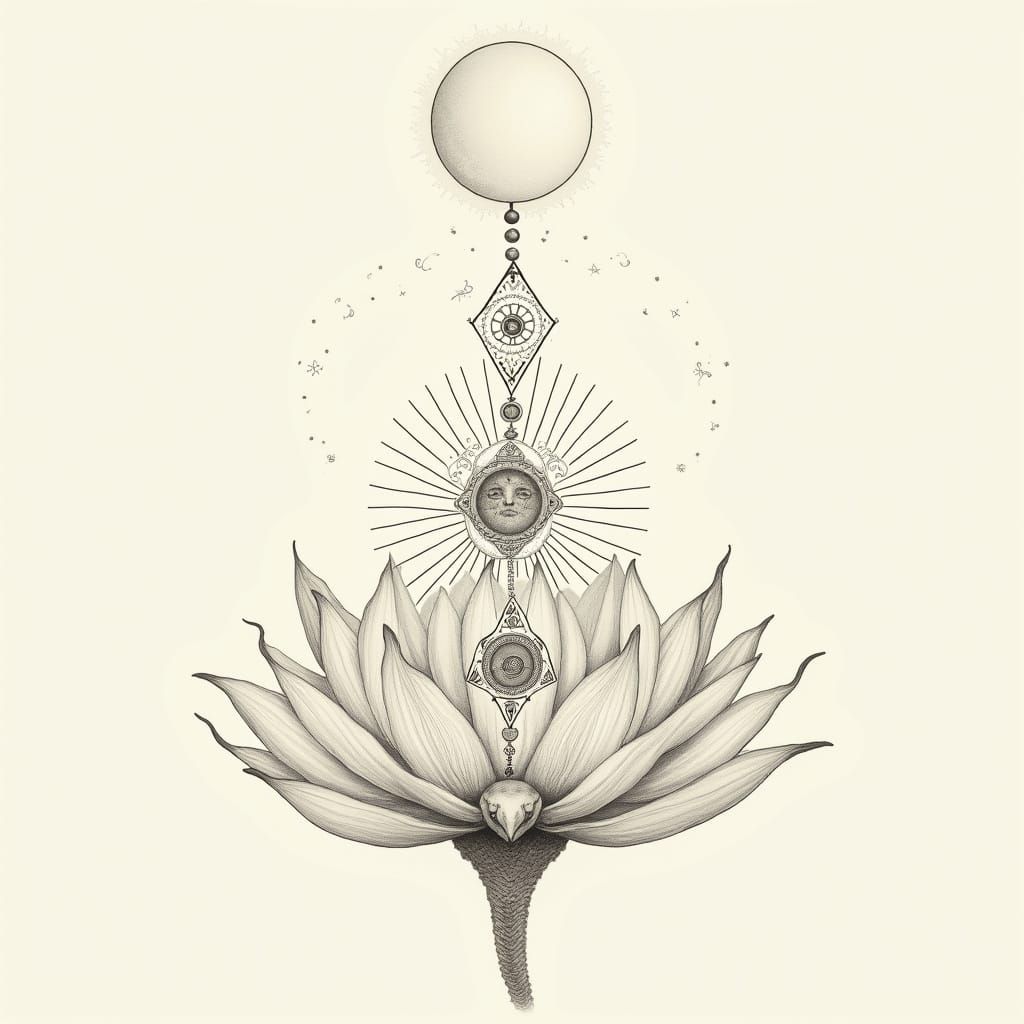 Mystical Snake and Infinity Flower Tattoo Design