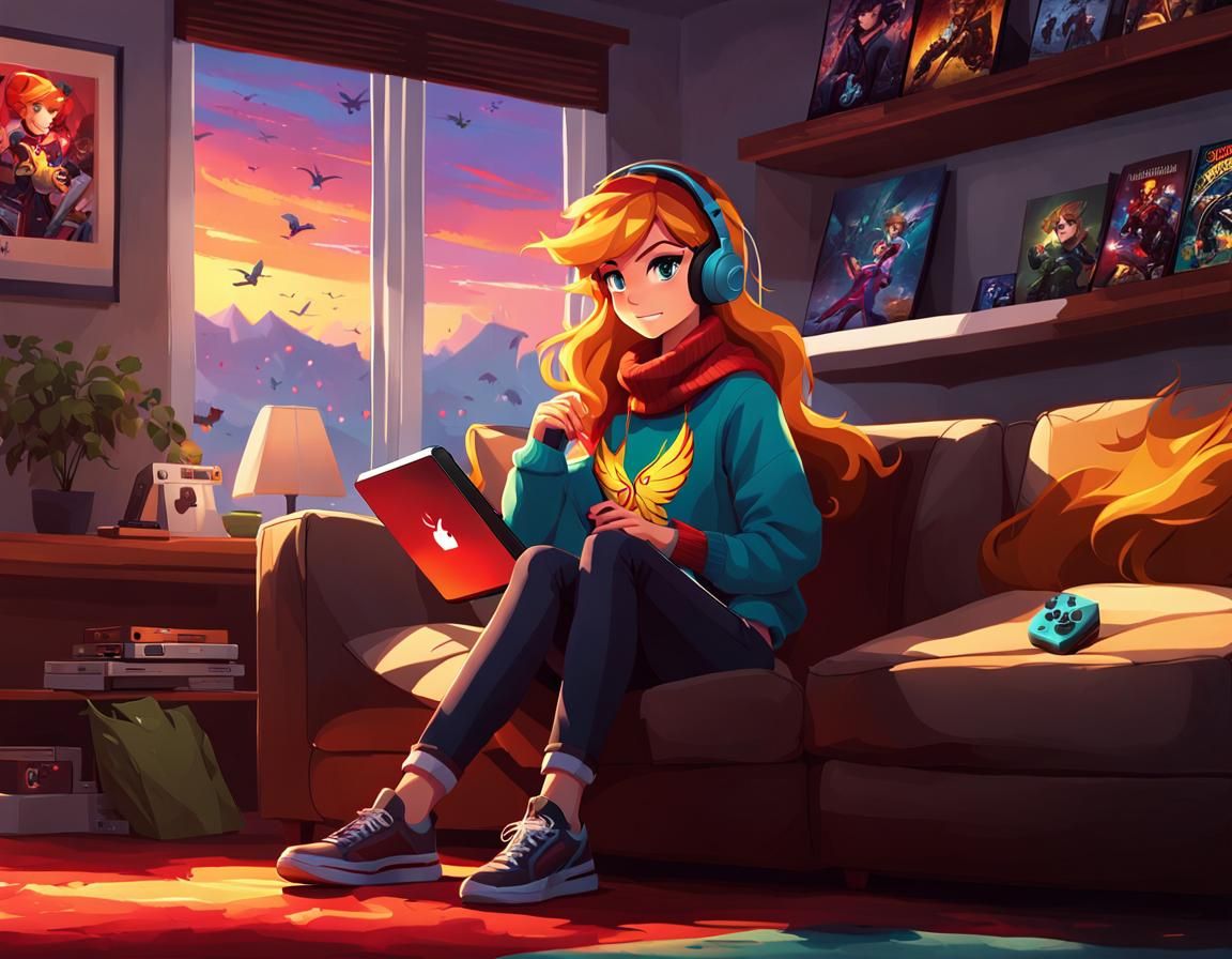Sunset Shimmer as Gamer Girl Concept Art