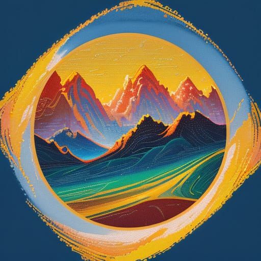 Atomic Lattice Composition in Gouache Art Deco Style