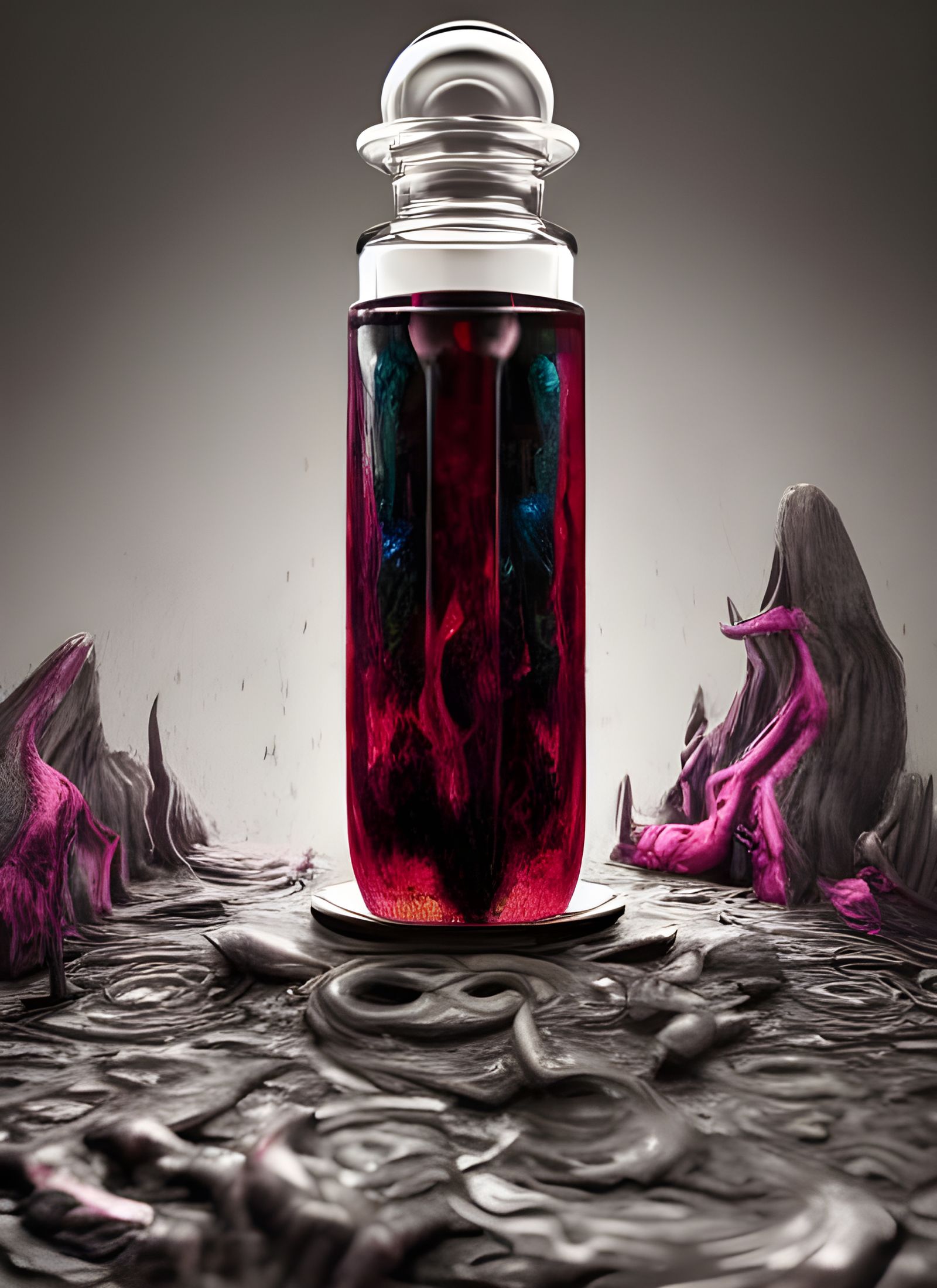 Sinister Magical Potion in Elegant Vial, Hyper-Realistic