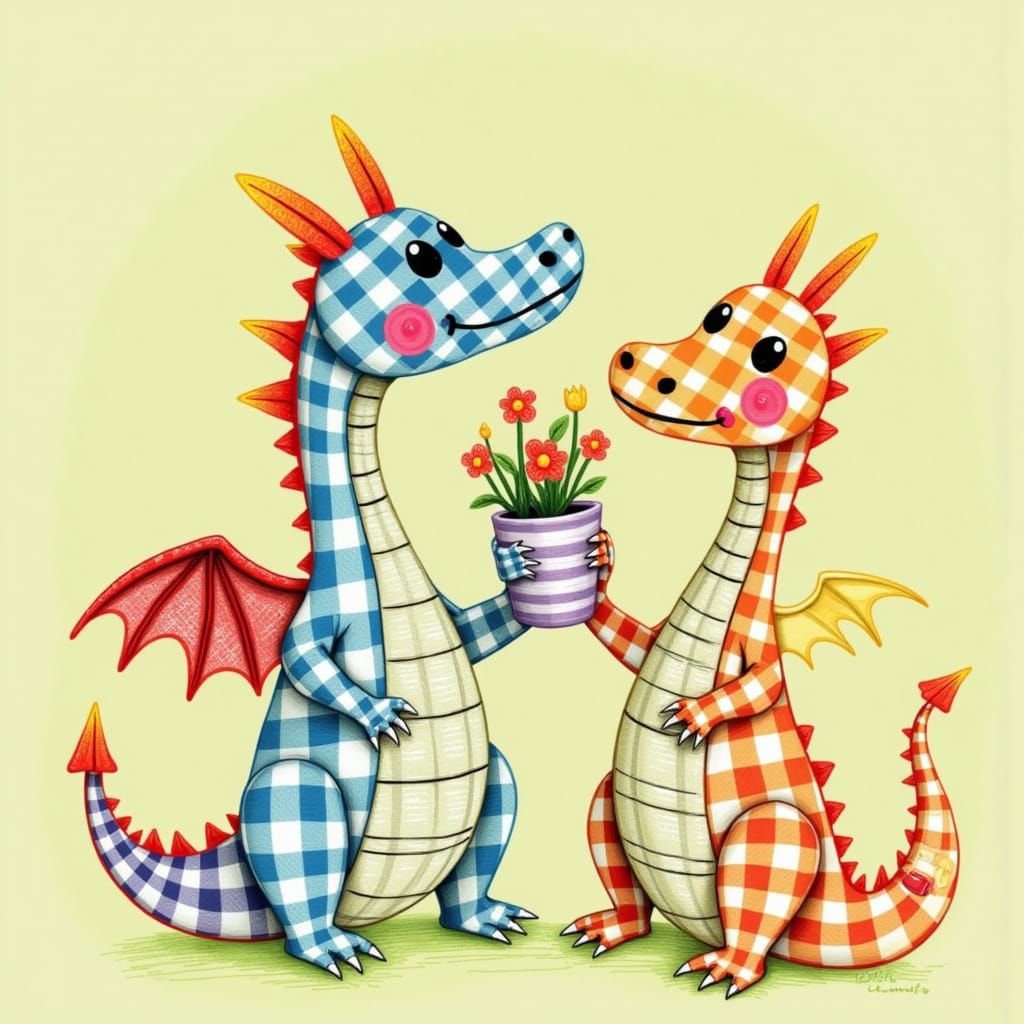 Tiny Dragon Holds Flowerpot