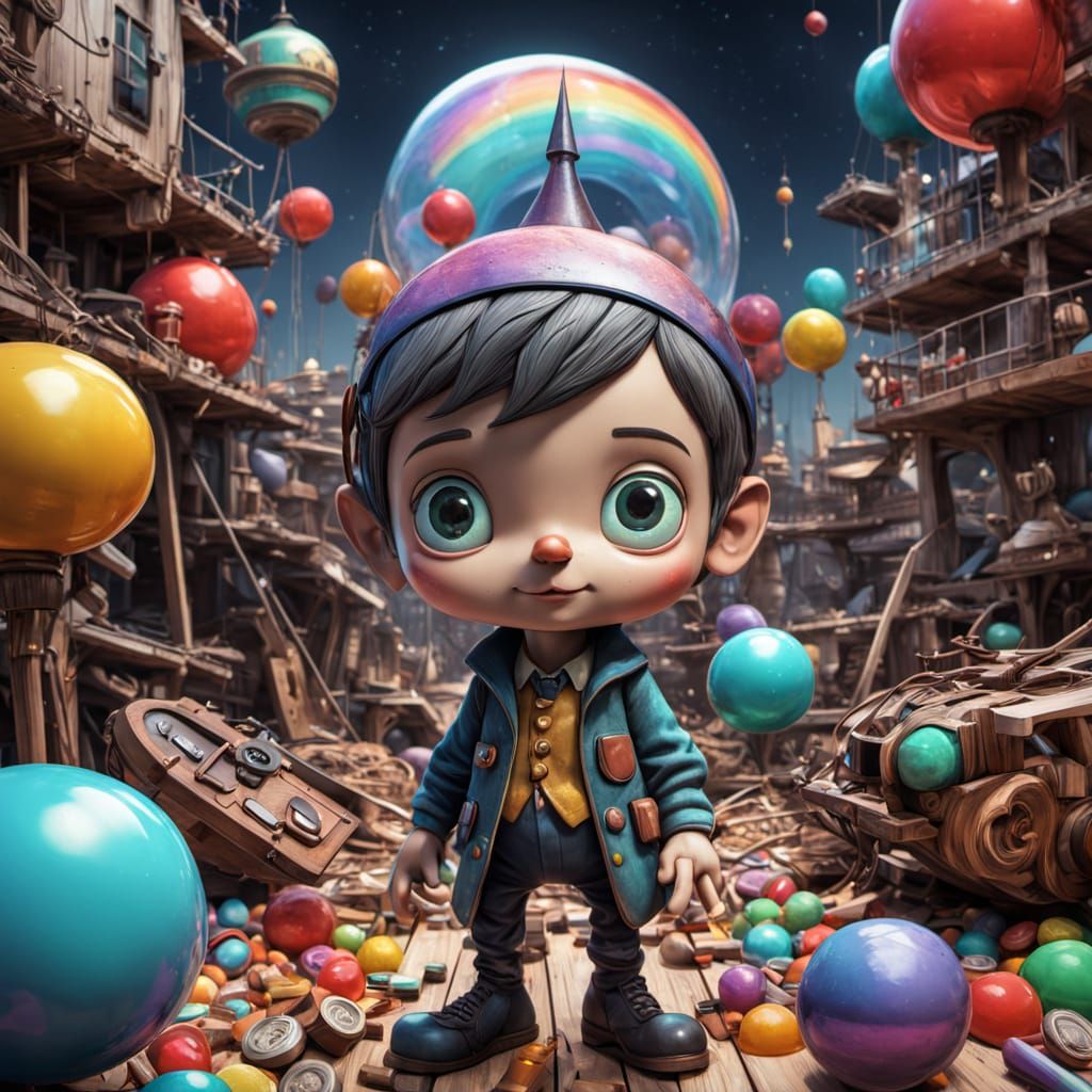 Android Boy in Scrapyard: Candy Art Style