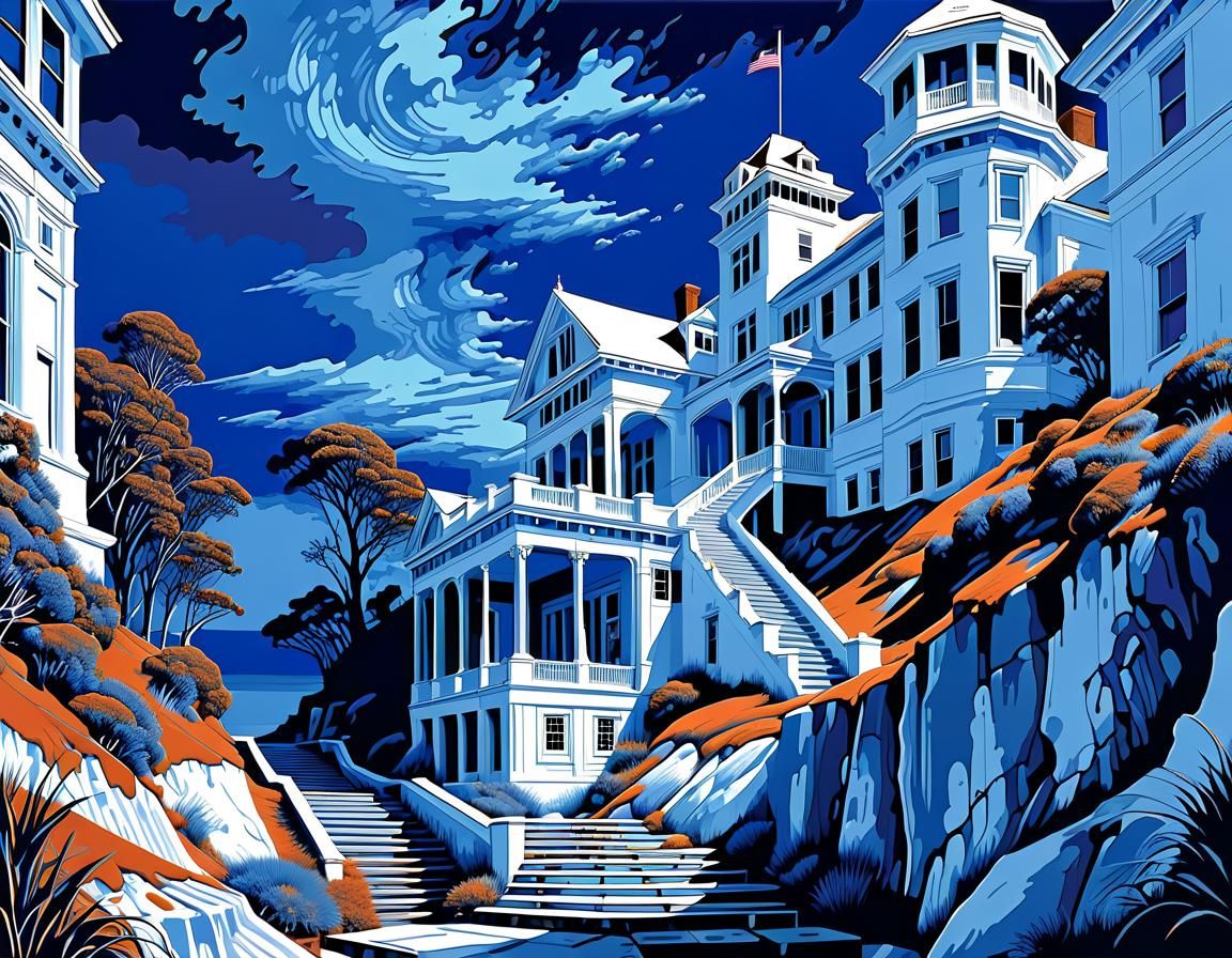 Epic Eerie Victorian Mansion on Cliff