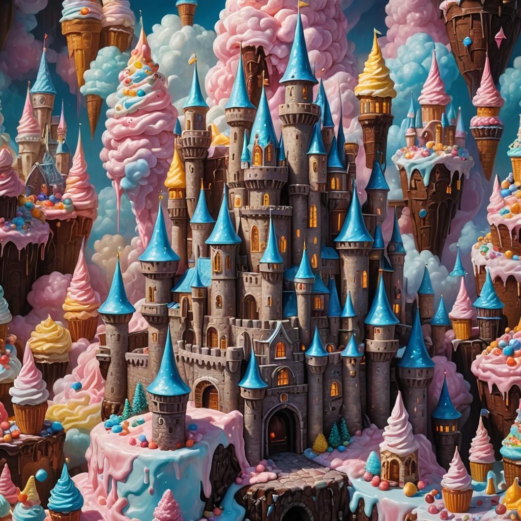 Fairytale Castle Made of Sweets in Hyperrealism