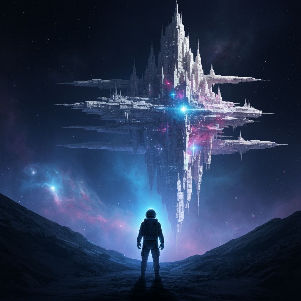 Astronaut Gazes at Cosmic City Space Station