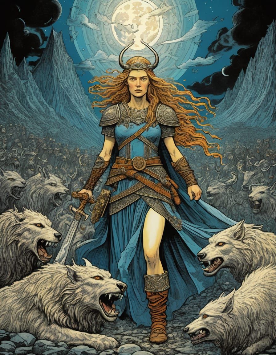Freyja Goddess of Love and War in Vibrant Norse Mythology Ar...