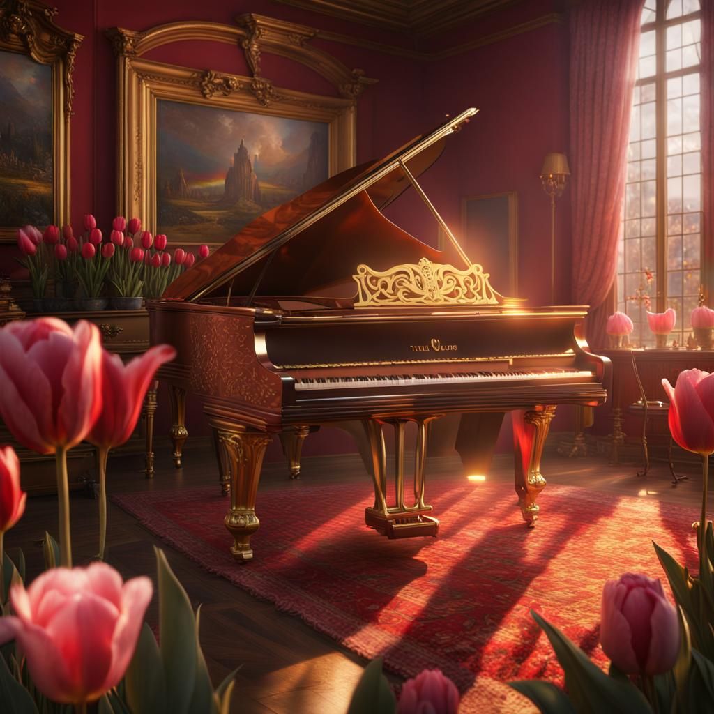 Floral Piano Fantasy in Dreamy Colors