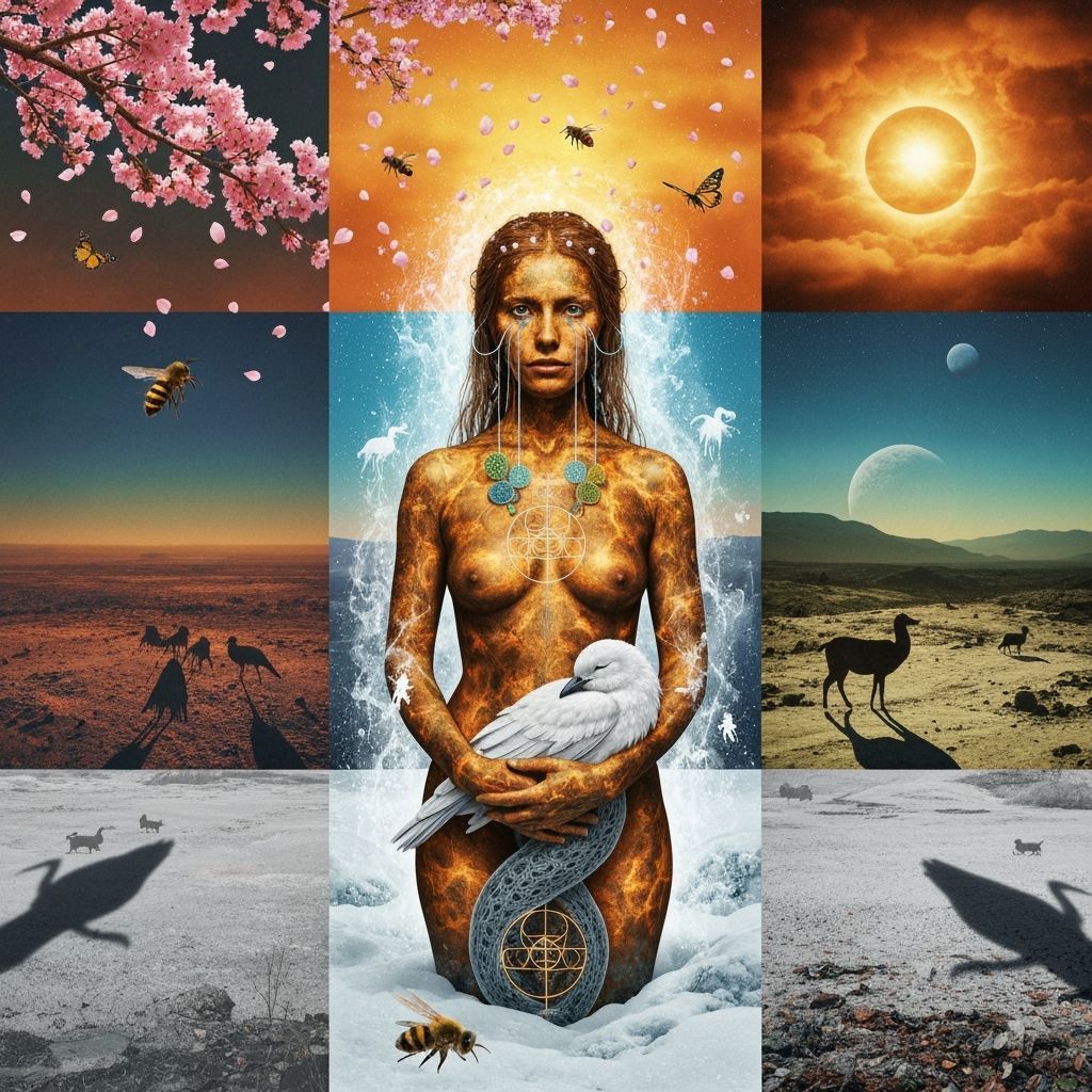 Shaman in Bioluminescent Oasis with Cosmic Music