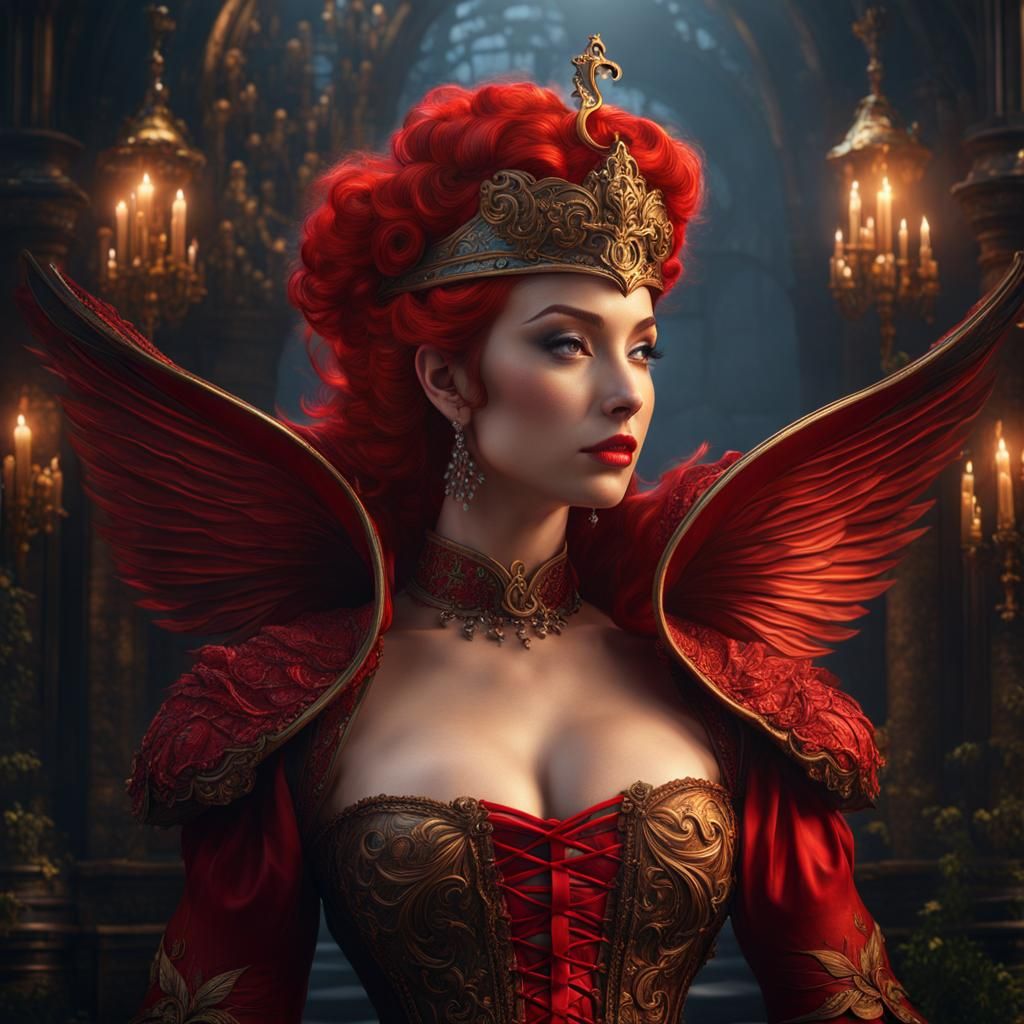 Scarlet Flight: Whimsical Fantasy Duck in Rich, Deep Colors