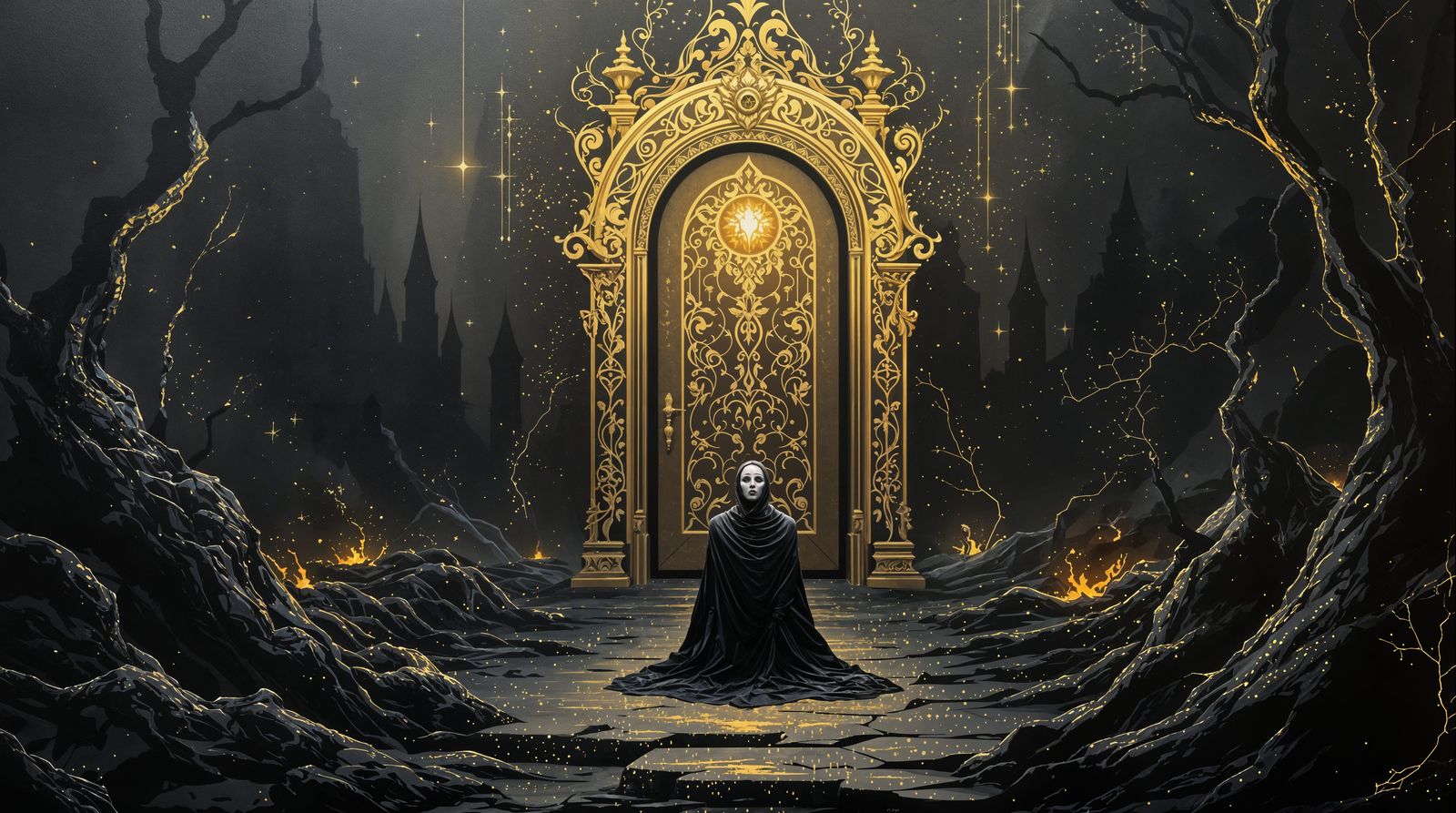 Hope in a Dystopian Wasteland, in Gilded Alkyd Painting