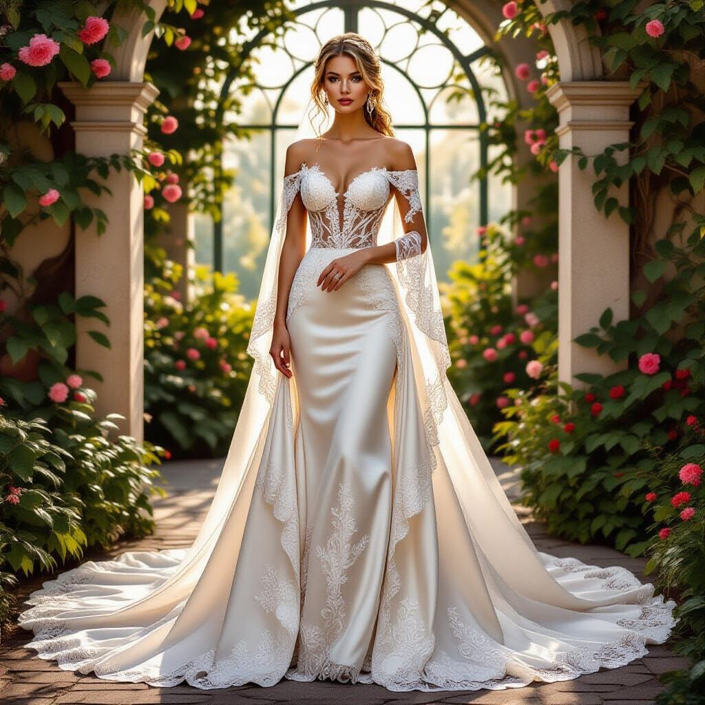 Woman in Scandinavian Wedding Dress, Pre-Raphaelite Style