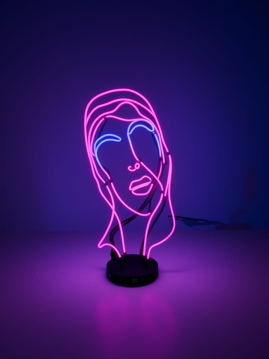 Living Fabric Neon Sculpture in Synthwave Style