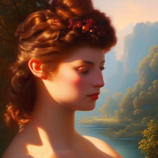 Surreal Women Emerging from Antique Mirrors, Detailed Painti...