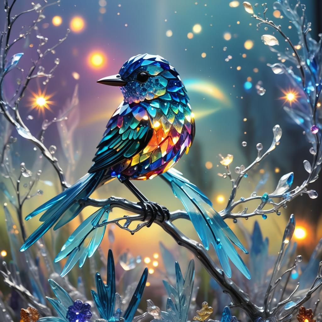 Crystal Bird of Light in Vibrant Sunset